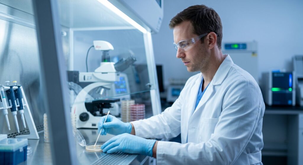 Ova fotografija vizuelno potkrepljuje stručnost, najsavremeniju tehnologiju i sigurnost koju nudi Medicover laboratorija.